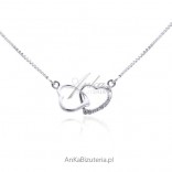 Silver rhodium necklace. Heart in the heart
