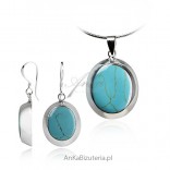 Silver set with turquoise
