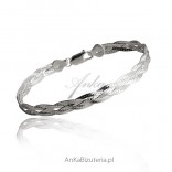 Silver braided braid bracelet - Rhodium-plated and diamond-shaped silver 19 cm