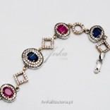 Silver bracelet with sapphire rubies and zircons