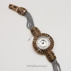 Zegarek srebrny z markazytami i cyrkoniami