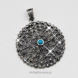 Silver pendant with marcasites and turquoise