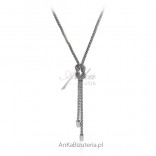Silver rhodium necklace - tie