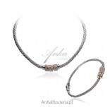 Silver rhodium-plated set with cubic zirconia