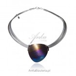 Necklace made of silver and titanium - Silver Necklaces "Colors of the rainbow" - hand-made artistic jewelry