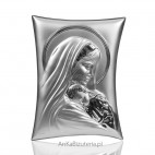 Srebrny obrazek Matki Boskiej z dzieciątkiem 15 x 20 GRAWER GRATIS