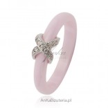 Ceramic and silver ring - pink