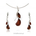 Set of silver jewelry with amber "Rosa in the morning"