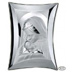Srebrny obrazek Matki Boskiej z dzieciątkiem 8x10cm GRAWER