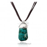 Jewelry with natural stones Pendant with chrysocolla