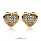 Gold earrings microsetting hearts