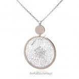 Silver rhodium plated openwork necklace with cubic zirconia