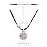 Silver rhodium plated necklace. Clover on a black string
