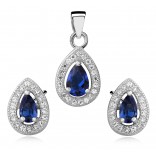 A set of silver sapphire jewelry