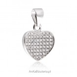 Silver jewelry: Heart pendant with Microsetting cubic zirconia