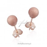 "Silver ball earrings" Gold-plated with pink gold