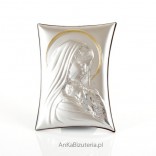 Silver picture of the Mother of God with a child of 15 x 20 with a golden halo GRAWER GRATIS