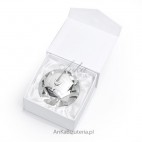 Piękny mały kryształ ze srebrnym motywem na Komunie Świętą - wspaniała Pamiątka.