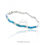 Silver women's bracelet with blue opal