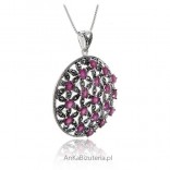 Silver jewelry Silver ruby ​​and marciselty pendant