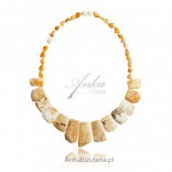 Necklace made of yellow amber. Jewelry made of natural amber