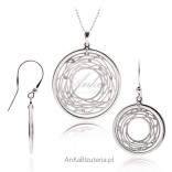 Set of silver jewelry. Fashionable jewelry for Gift