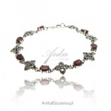 Silver bracelet with pomegranates and marcasites
