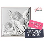 Picture of Silver Guardian Angel with Lanterns. Gift for Children. Engraving for free