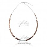 Silver necklace with hematite - brown
