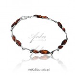 Silver jewelry with amber - "Rosa in the morning" bracelet