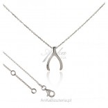 Silver necklace - Bone of happiness - Wishbone