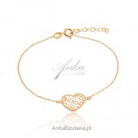 Silver jewelry: Gold bracelet with openwork heart