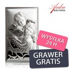 Obrazek srebrny Aniołki Pamiątka dla dziecka na Chrzest, Roczek, Komunie