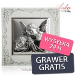 Picture of silver Angels on a white background Engraving for free!