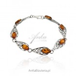 Silver amber bracelet