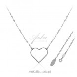 Delicate silver jewelry - Necklace with a large heart