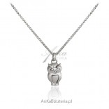 Silver necklace with silver owl