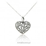 Silver pendant Heart with zircons