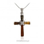 Silver jewelry with amber - Silver cross