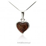 Small heart with amber. Silver jewelry