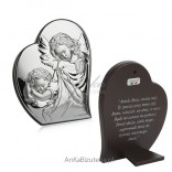 Picture of a silver Angel in the heart 9 cm * 10,7 cm Prayer "Angel of God ..."