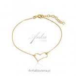 Gold-plated silver bracelet. Heart
