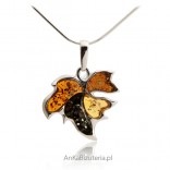 Jewelry with amber: Silver pendant with colored amber