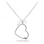 Silver rhodium necklace with a big heart