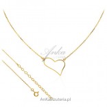 Gold-plated silver necklace - Asymmetrical heart