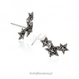Silver earrings Stars with marcasites