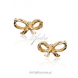 Silver earrings with gold plated screws - Diamond ribbons
