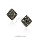 Silver earrings with marcasites