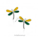 Silver earrings for children. Dragonflies