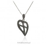 Silver jewelry Heart pendant with marcasites